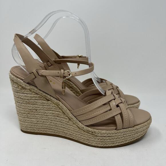 Coach‎ Dottie Tan Wedge Espadrilles Sandals Charms Ankle Strap Women’s Size 11 - Picture 3 of 12